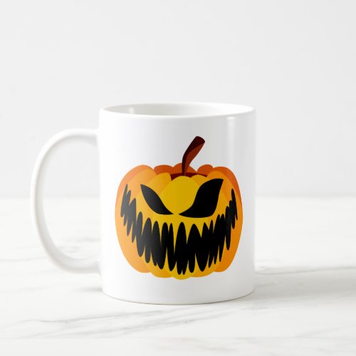 Scary Orange Halloween Pumpkin Coffee Mug