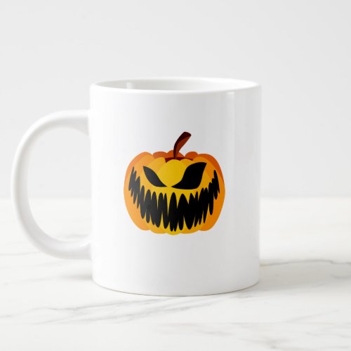 Scary Orange Halloween Pumpkin Giant Coffee Mug