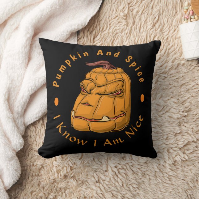  Scary Orange Halloween Pumpkin Spooky Fun Throw Pillow (Blanket)