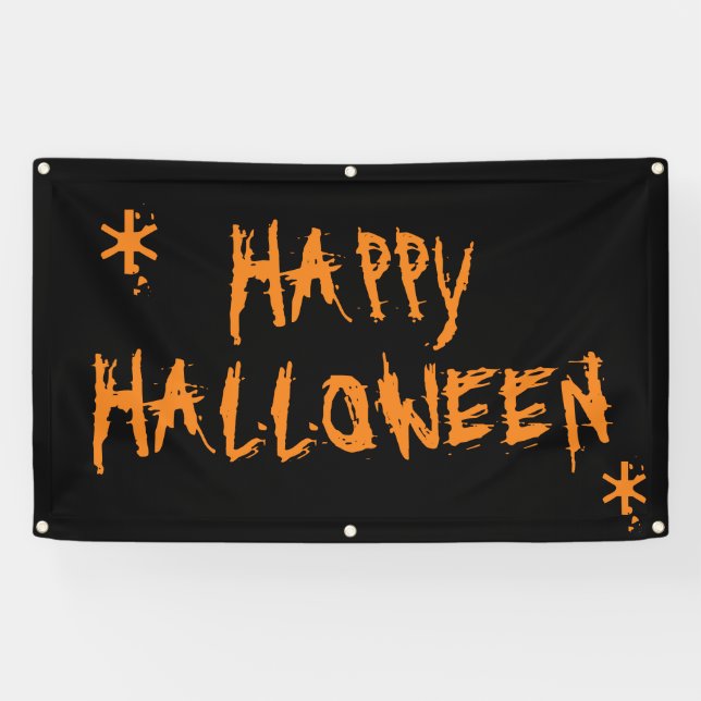 scary orange Happy Halloween black orange banner (Horizontal)