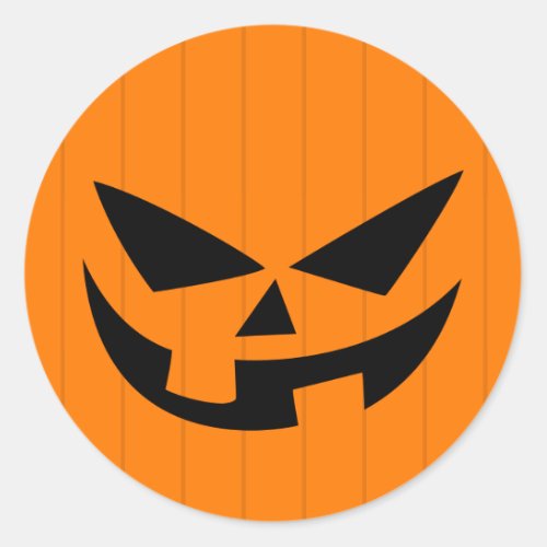 Scary Orange Jack OLantern Halloween Party Favor Classic Round Sticker