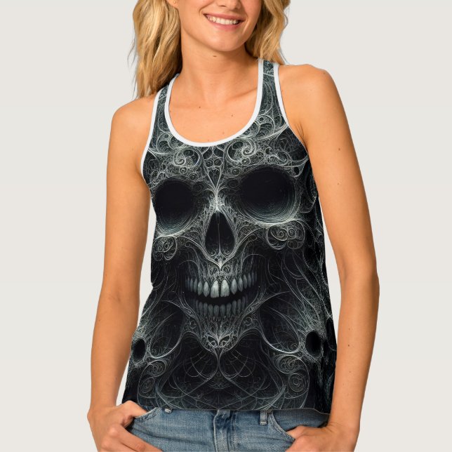 Scary pattern with scull, dark fantasy tank top (Front)
