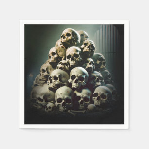 Scary Pile of Screaming Skulls Halloween Party Napkins