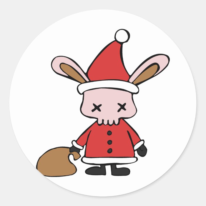 Scary Pink Xmas Bunny Stickers