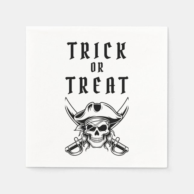 Scary Pirate Skull Trick Or Treat Halloween Napkins (Front)