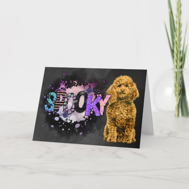 Scary Poodle Spooky Halloween  Card (Front)