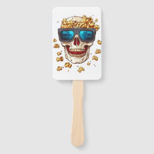 Scary Popcorn Skull � Funny Horror Movie Skeleton Hand Fan