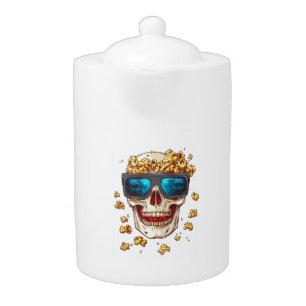 Scary Popcorn Skull � Funny Horror Movie Skeleton Teapot