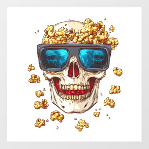 Scary Popcorn Skull � Funny Horror Movie Skeleton Wall Decal