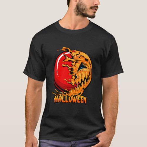 Scary Pumpkin Bowling Halloween Costume Funny T_Shirt