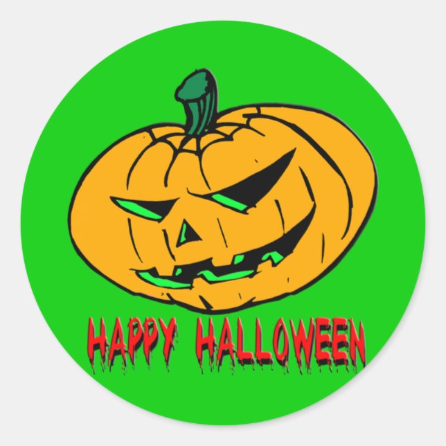 Scary Pumpkin Classic Round Sticker (Front)