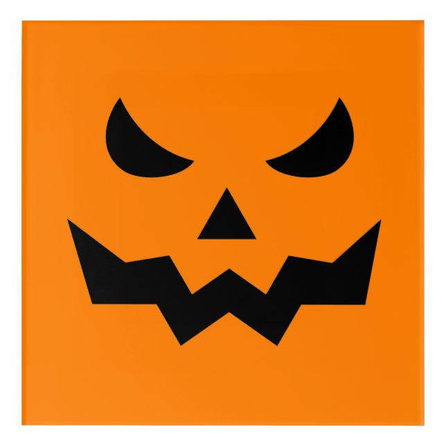 Scary Pumpkin Face Acrylic Wall Art (12x12) (Front)