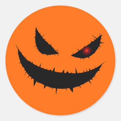Scary Pumpkin Face Classic Round Sticker