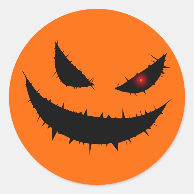Scary Pumpkin Face Classic Round Sticker (Front)