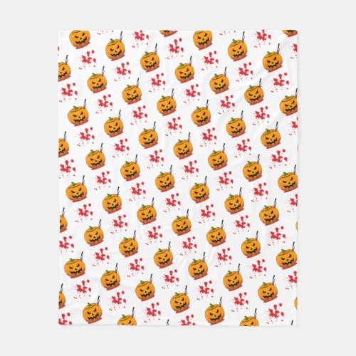 Scary Pumpkin Face Fleece Blanket medium