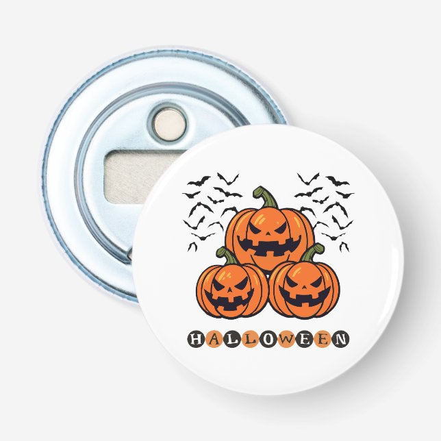 Scary Pumpkin Face Halloween  Bottle Opener (Front)