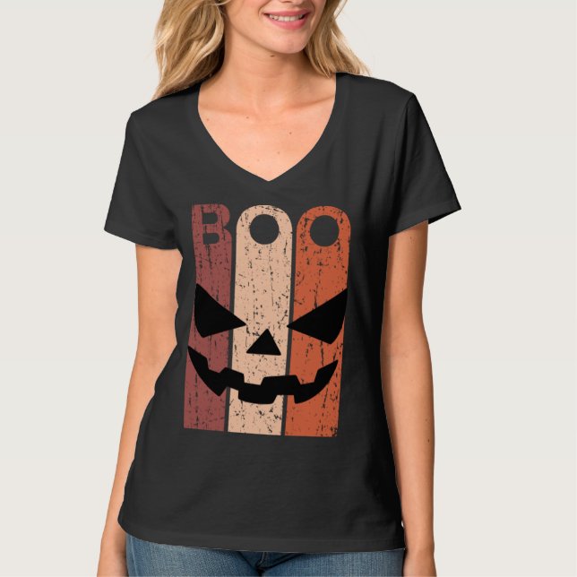 Scary Pumpkin Face Halloween Costume with Monster  T-Shirt (Front)
