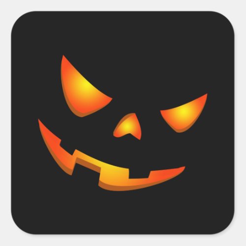 Scary Pumpkin Face Halloween Jack O Lantern Square Sticker