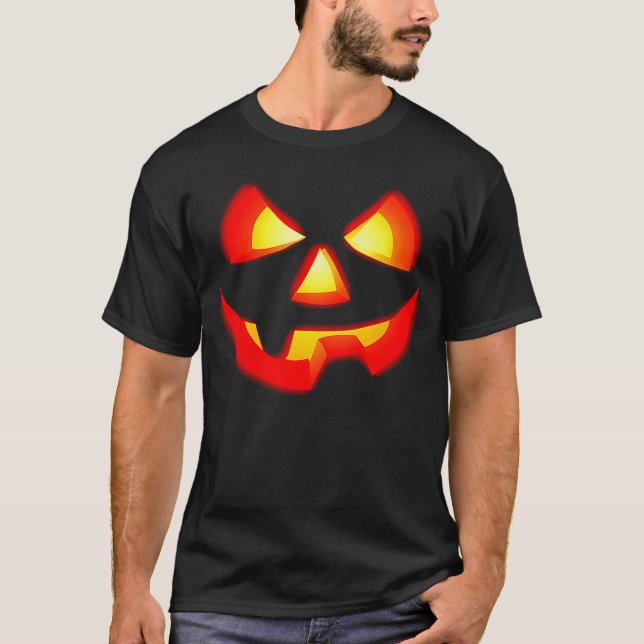 Scary Pumpkin Face Jack O' Lantern Halloween Jacko T-Shirt (Front)