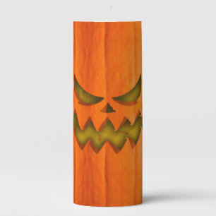 Scary Pumpkin Face Pillar Candle