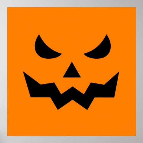 Scary Pumpkin Face Square Poster 24x24