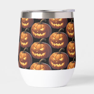 Scary Pumpkin Face Thermal Wine Tumbler