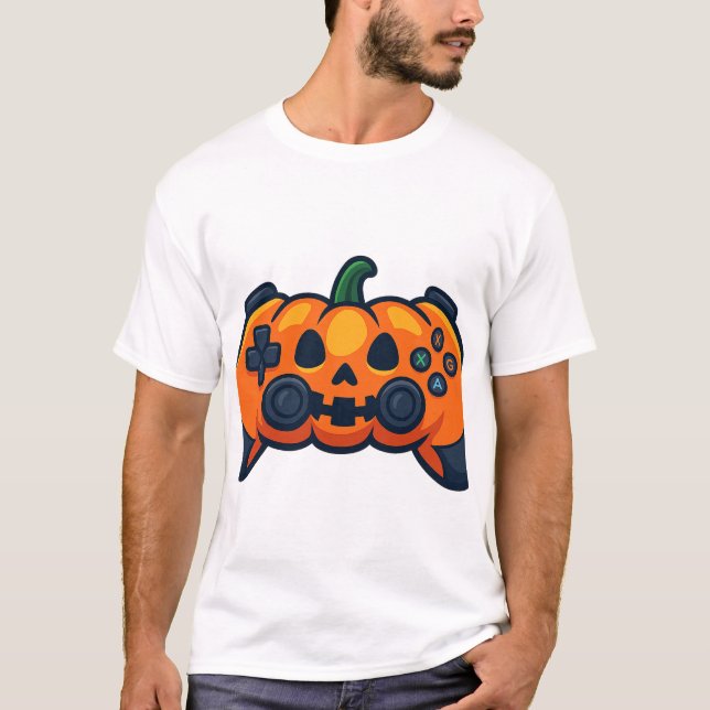 Scary Pumpkin Game Controller T-Shirt (Front)