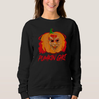 Scary Pumpkin Ghost Halloween Monster Face Art Sweatshirt