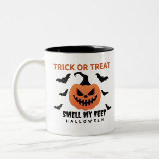 Scary Pumpkin Halloween Art | Spooky Fun Two-Tone Coffee Mug