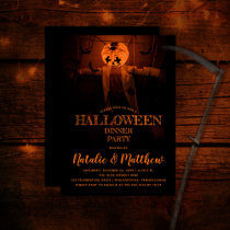 Scary Pumpkin Halloween Dinner Party Invitation