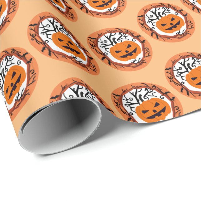 Scary Pumpkin Halloween Gift Wrap (Roll Corner)