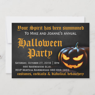 Scary Pumpkin Halloween Party Invitation
