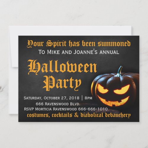 Scary Pumpkin Halloween Party Invitation