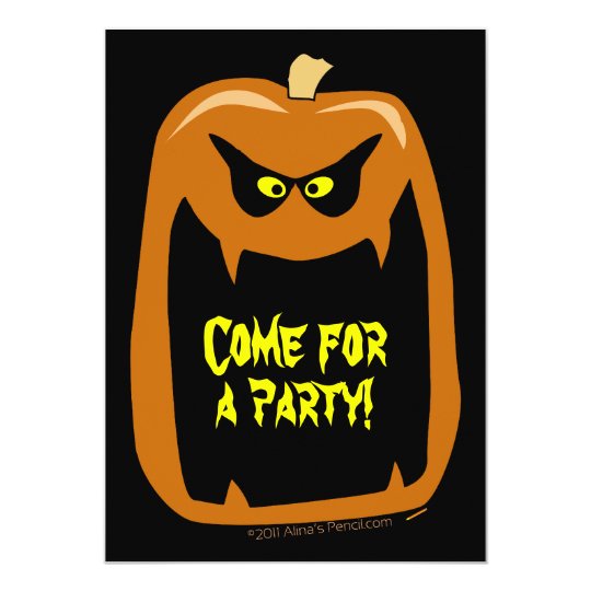 Scary Pumpkin Halloween Party Invitations