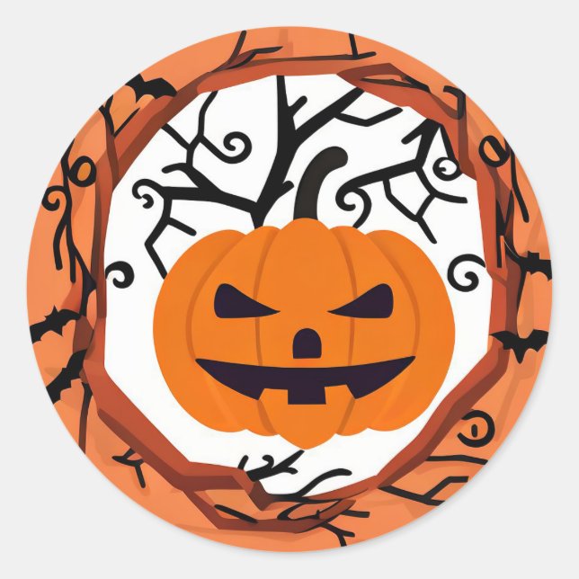 Scary Pumpkin Halloween Sticker (Front)