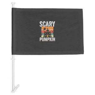 Scary Pumpkin Haunted House Halloween Design_1 Car Flag