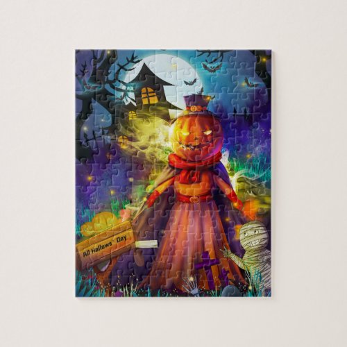 Scary Pumpkin Head Witch _ Halloween Jigsaw Puzzle