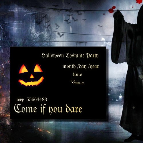 scary pumpkin in the dark _ Halloween Foil Invitation Postcard