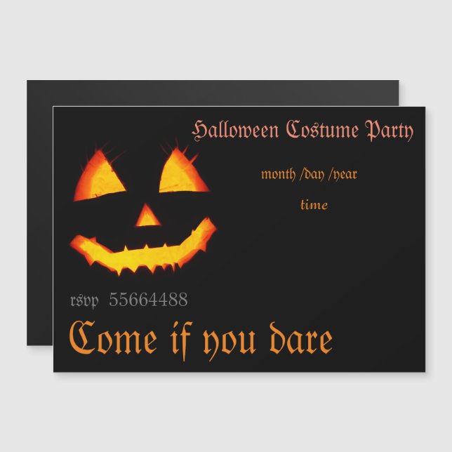 scary pumpkin in the dark - Halloween Magnetic Invitation (Front/Back)