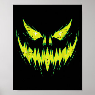 Scary Pumpkin Jack O Lantern Face Halloween Men Bo Poster