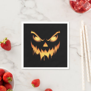 Scary Pumpkin Jack O Lantern Face Halloween Napkins