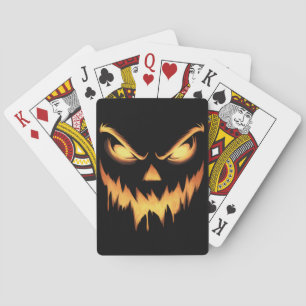 Scary Pumpkin Jack O Lantern Face Halloween Poker Cards