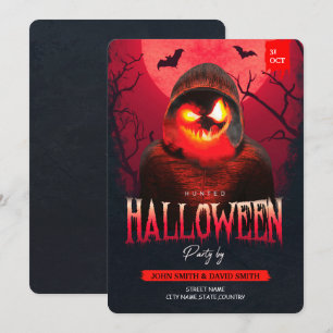 Scary Pumpkin Man Hunted Adult Halloween Party Invitation