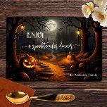 Scary Pumpkin Night Halloween Placemat<br><div class="desc">Placemat featuring a scary scene with pumpkins and and a full moon in a cold forest. Beautiful for an autumn celebration like Halloween.</div>