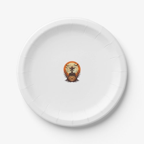 Scary Pumpkin Scarecrow Haunted House Full Moon Ha Paper Plates