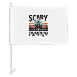 Scary Pumpkin Vintage Haunted House Halloween Desi Car Flag