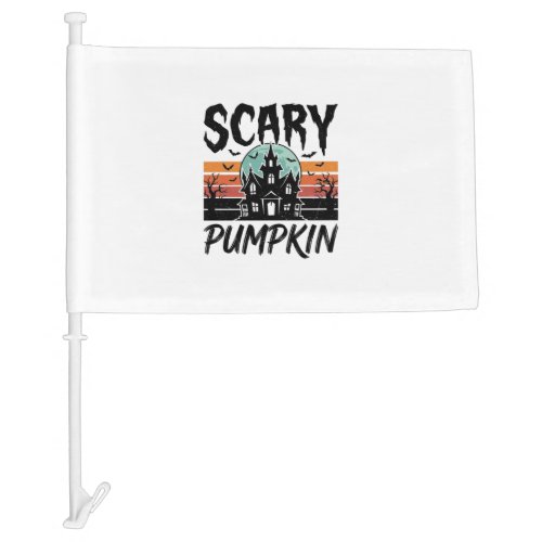 Scary Pumpkin Vintage Haunted House Halloween Desi Car Flag