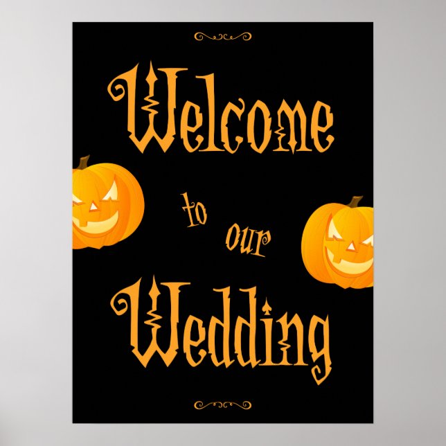 Scary Pumpkins Halloween Wedding Reception Sign (Front)