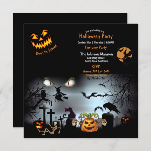 Scary Pumpkins Witches Halloween Party Invitatio Invitation