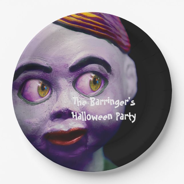 Scary Puppet Doll  Creepy Halloween Paper Plates (Front)